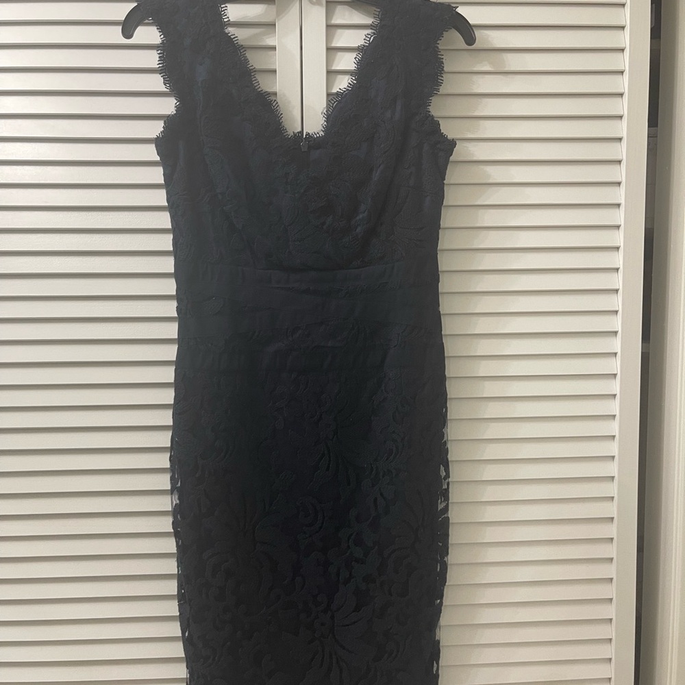 Elegant Navy Blue Lace Dress